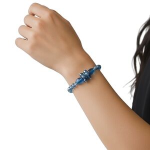 Blue Crystal Homemade Bracelet with Stretchy Band